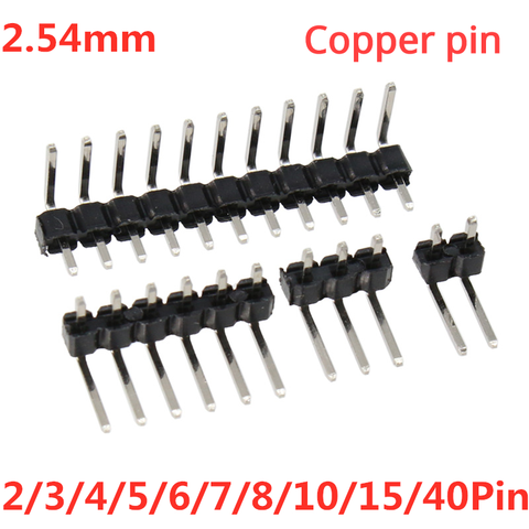 10 PIÈCES 2.54mm Simple Rangée à Angle Droit de Cuivre Du Connecteur D'en-Tête De Broche Mâle Pinheader 1*3/4/10/12/15/40Pin pour Arduino ► Photo 1/4