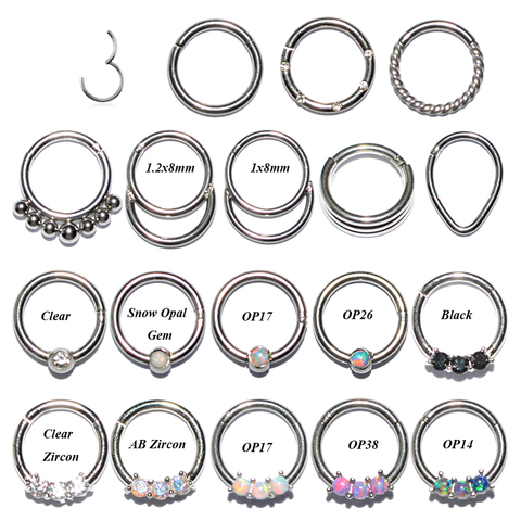 1 pièce acier inoxydable Septum Clicker cerceau anneau nez Labret oreille Tragus Cartilage Daith hélice boucle d'oreille goujon corps Piercing bijoux ► Photo 1/6