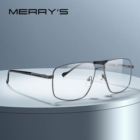 MERRYS DESIGN hommes classique carré lunettes optique cadre luxe Double pont Prescription lunettes montures optique-lunetterie S2012 ► Photo 1/6