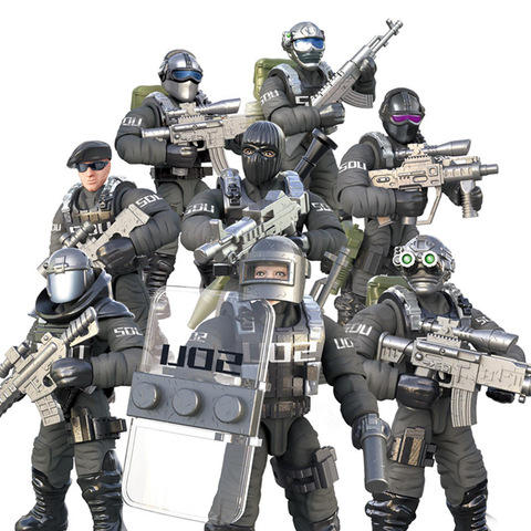 Blocs de construction de figurines swat, super soldats militaires modernes, super Corps de police, jouets, armes, cadeaux ► Photo 1/5