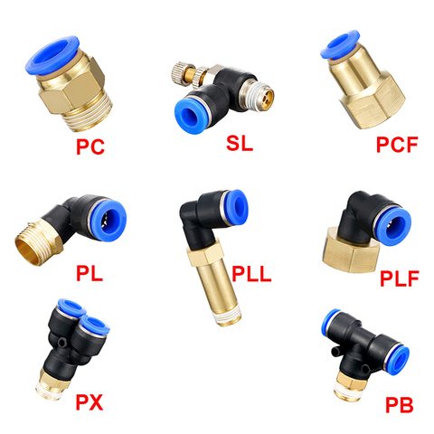 Raccord rapide pneumatique pour tuyau fileté mâle, 1 pièce, PC PCF PL SL PB de 4MM à 12mm, raccord pour tuyau d'air de 1/4 