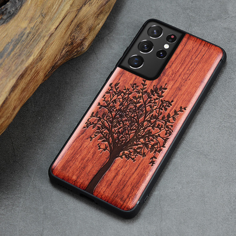 Pour Samsung Galaxy S21 Ultra étui Boogic bois d'origine funda S21 S21 + bois housse de téléphone pour Samsung S21 Ultra ► Photo 1/6
