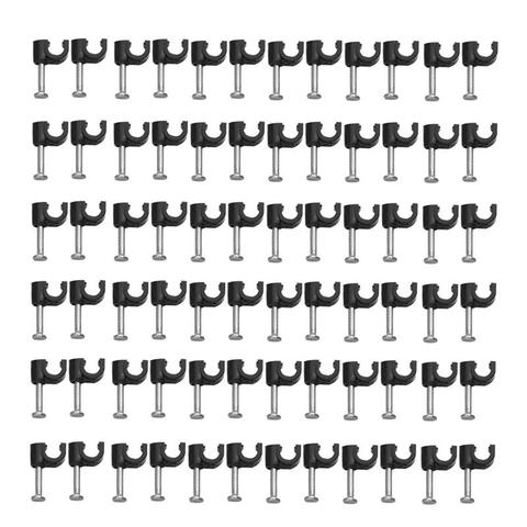 100 pièces en plastique câble pince fil cordon attache téléphone ligne cravate fixateur organisateur mur pince (noir) ► Photo 1/6