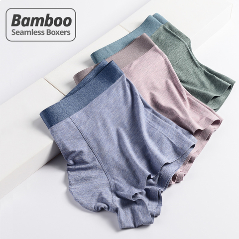 HSS – sous-vêtements légers et de luxe pour hommes, boxer en fibre de bambou sans couture, caleçon court respirant, tendance, nouveau Style, 3 pièces/lot ► Photo 1/6