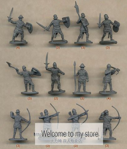 Super mini pvc figurine modèle jouet non peint 15th siècle archers européens et infanterie 12 pièces/ensemble bricolage ► Photo 1/1
