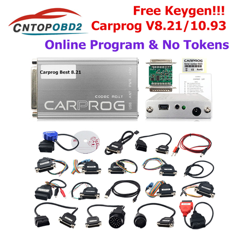 Carprog V10.93 V8.21 Version en ligne voiture Prog avec keygen ECU puce Tunning outil de réparation avec tous les 21 adaptateurs outil de Diagnostic ► Photo 1/6