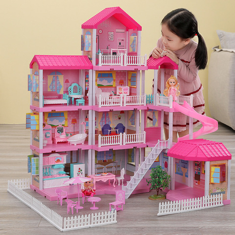 QWZ — Maison de poupée pour filles, jouet fait à la main, château, maison de poupée, jouets éducatifs, villa de poupées, cadeaux d'anniversaire, nouvelle collection ► Photo 1/6