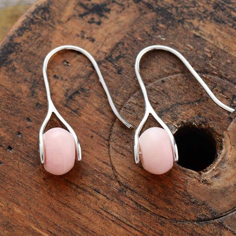 Boucles d'oreilles en opale rose pour femmes, élégantes, élégantes, classiques, mode, bijoux, cadeaux ► Photo 1/5
