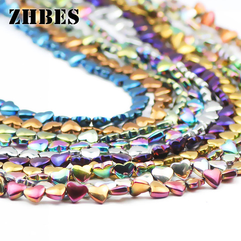 Zebs – perles en pierre naturelle or, violet, noir, bleu, cœurs de pêche, hématite entretoise de 6mm, pour la fabrication de bijoux, Bracelet DIY ► Photo 1/6