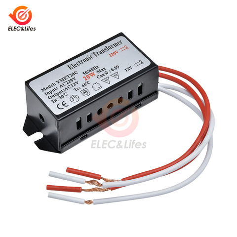 Ca 220V à 12V 20W abaisseur convertisseur de tension puissance halogène lampe éclairage transformateur régulateur LED pilote pour armoire de plafond ► Photo 1/6