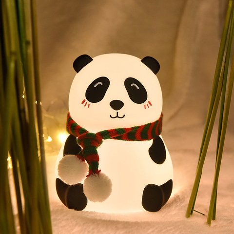 Panda lumière LED Rechargeable par USB veilleuse capteur tactile coloré dessin animé Silicone lampe chambre lampe de chevet pour enfants enfants ► Photo 1/6