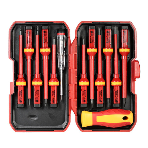 Jeu de tournevis isolés 1000 V, de 13 pièces de réparation pour électricien, kit d'outils avec embouts torx à fente magnétique ► Photo 1/6