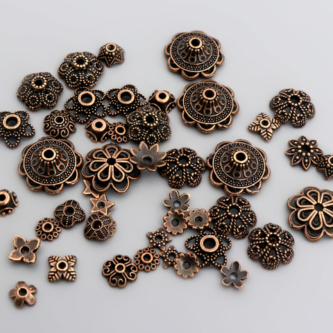 Mélange de perles tibétaines, couleur cuivre, 150 pièces, en métal, pour bricolage, fabrication de bijoux, collier, accessoires, vente en gros ► Photo 1/4