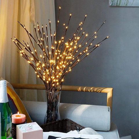 20 ampoules LED saule branche lampe à piles lumière décorative grand Vase remplissage saule brindille branche éclairée pour la décoration de la maison ► Photo 1/6