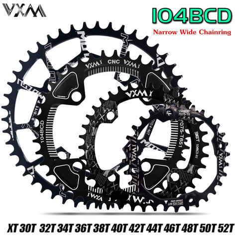 VXM-chaîne de bicyclette, ronde et étroite, 104BCD, 30T/32T/34T/36T/38T/40T/42T/46T/48T/50T/52T pédalier pour vtt, pièces de bicyclette ► Photo 1/6