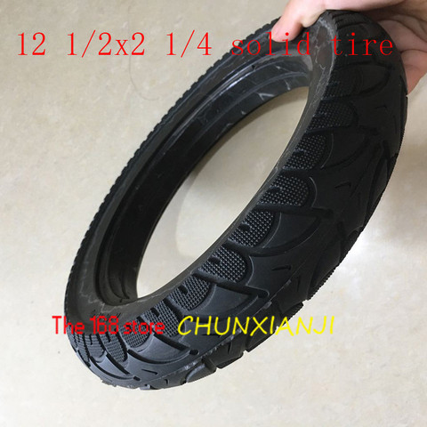 Pneu tubeless solide 1/4 12 1/2X2 | Pneu non gonflable et antidéflagrant 12 1/2*2 1/4 pour véhicule électrique scooter ► Photo 1/6