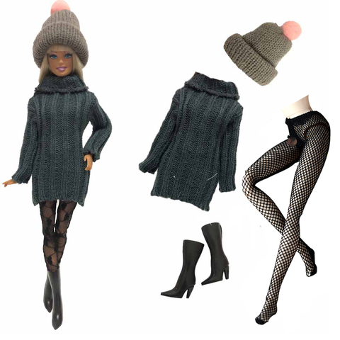 NK – robe de poupée de Style mixte, vêtements de modèle à la mode, manteau, pull quotidien, chapeau, bas de chaussures pour Barbie, accessoires de jouets pour bébé JJ 1 ensemble ► Photo 1/5