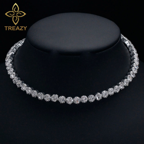 TREAZY mariée mode cristal strass Collier ras du cou femmes accessoires de mariage argent chaîne Chokers bijoux Collier Femme ► Photo 1/6