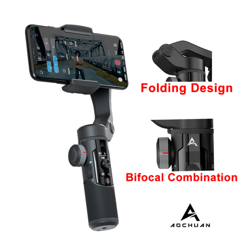 AOCHUAN – stabilisateur de caméra à cardan 3 axes portatif et pliable, pour Smartphone iPhone Xs Max X Samsung, caméra d'action ► Photo 1/6