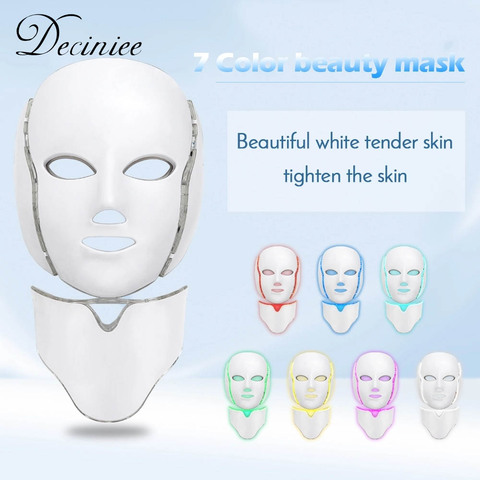 7 couleur Led masque Facial léger avec rajeunissement de la peau du cou serrer l'acné Anti-rides traitement de beauté coréen Photon Spa maison ► Photo 1/6