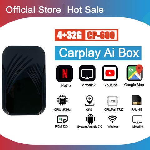 Lecteur multimédia de voiture Carplay Ai Box nouvelle Version 4 + 32G système Android lien de miroir sans fil pour Apple Carplay Android boîte de télévision automatique ► Photo 1/6
