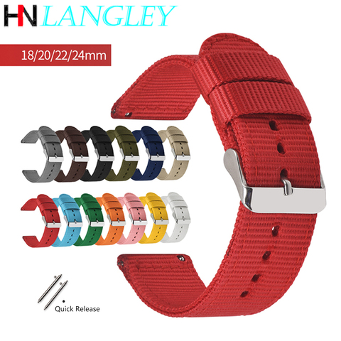 Bracelet en toile de Nylon Bracelet de montre pour Samsung Galaxy montre 42mm 46mm actif 2 engrenage S2 S3 Amazfit Bracelet 18/20/22/24 Mm Bracelet ► Photo 1/6