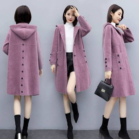 Long Cardigan épais et chaud pour femme, pull à capuche ample, Imitation vison, cachemire, tricot, collection automne-hiver 2022, G548 ► Photo 1/6