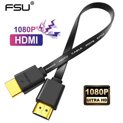 FSU HDMI câble 1080P mince HDMI câble plat mâle-mâle 1.4 câble pour HDMI répartiteur HDTV PC DVD projecteur câble HDMI 0.3m 1M 1.5M ► Photo 1/6