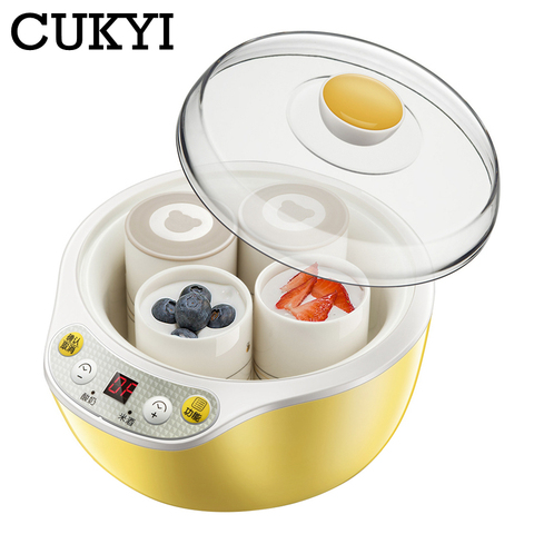 CUKYI 1L électrique Intelligent multifonction yaourt Natto fabricant en acier inoxydable revêtement en céramique automatique riz vin faisant la machine ► Photo 1/4