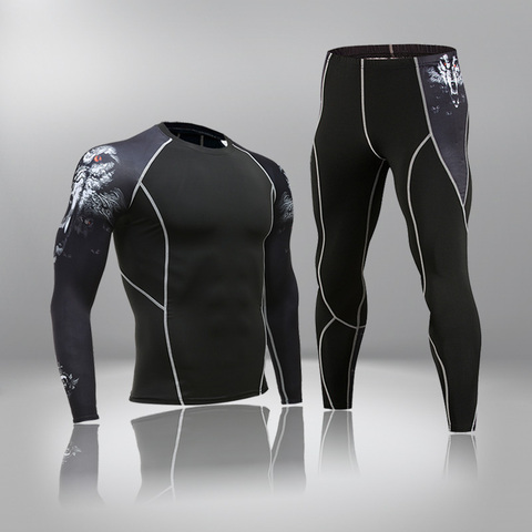 Ensemble de Compression pour hommes, collants de course, d'entraînement, de Fitness, survêtement à manches longues, chemises de Sport, Kit Rashgard 4XL, nouvelle collection 2022 ► Photo 1/6