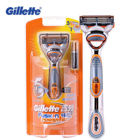 Gillette-rasoir à puissance Fusion pour hommes, pour barbe, coupe de poils, rasoir lavable à piles, 5 couches de lames, 1 paquet ► Photo 1/6