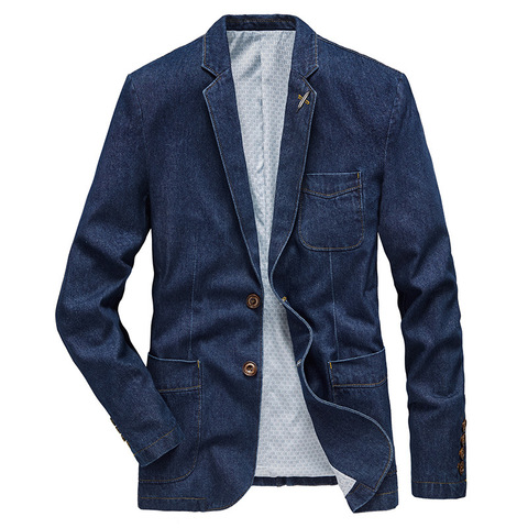 Blazer en Denim pour homme, veste en coton automne et printemps, vêtements en Jean Business, coupe Slim, M-4XL, MY189 ► Photo 1/6