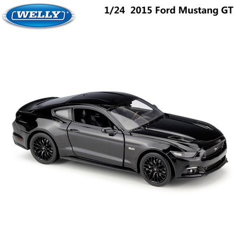 WELLY Diecast-voiture classique Ford Mustang GT, voiture de sport en métal, échelle 1:24, modèle 2015, en alliage, Collection de cadeaux pour enfants ► Photo 1/6