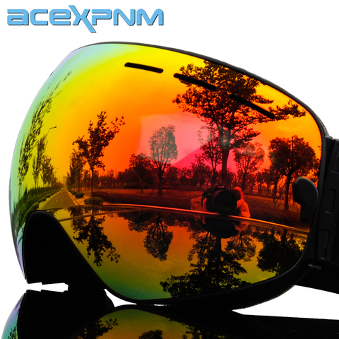 2022 marque lunettes de Ski plein miroir UV400 Anti-buée grand masque de Ski lunettes Ski hommes femmes neige Snowboard lunettes 3 lentilles ► Photo 1/6