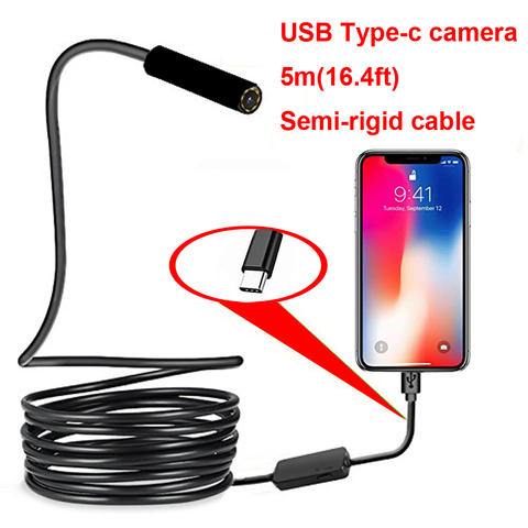 Caméra endoscopique USB de Type c 7.0mm, câble rigide, Mini caméra pour Inspection de tuyau, PC et téléphone Android ► Photo 1/6