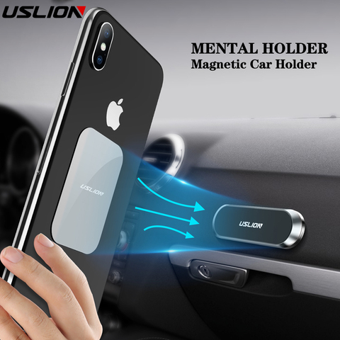 USLION magnétique voiture support de téléphone mini bande forme support universel pour iPhone Samsung Xiaomi Zinc mur aimant mur GPS support ► Photo 1/6