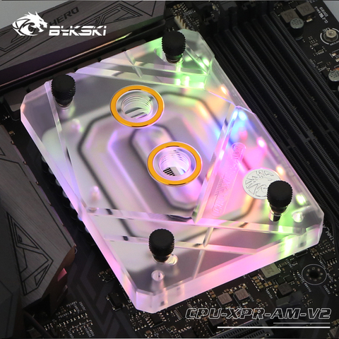 Bykski-radiateur d'unité centrale de refroidissement à eau, carte mère/acrylique Transparent A-RGB, pour AMD Ryzen3000 AM4 AM3 X399 1950X TR4 X570 ► Photo 1/5