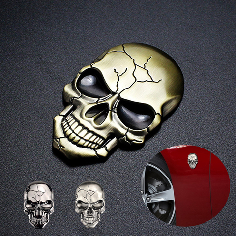 3D métal diable crâne voiture emblème autocollant Chrome Auto Badge autocollant autocollant pour voiture SUV camion moto ► Photo 1/6