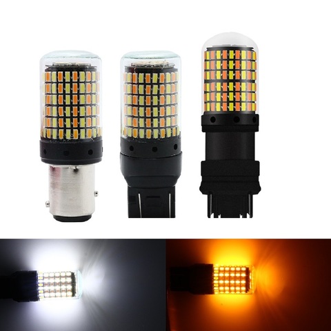 1 Pièces 168smd Canbus 1157 Led Bay15d P21/5w T20 Led 7443 T25 3157 Ampoule Pour lampe de frein Clignotant ambre blanc double couleur 12V ► Photo 1/6