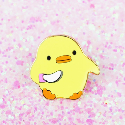 Mignon tueur canard prendre couteau dur émail broche mode Pastel Animal épinglettes dessins animé petits canards jaunes broche dorée bijoux ► Photo 1/2