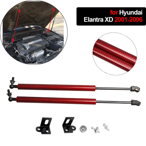 Capot avant en fibre de carbone pour Hyundai Elantra XD série 2001 – 2006, avec entretoises à gaz modifiées, Support de levage, amortisseur de choc ► Photo 1/6