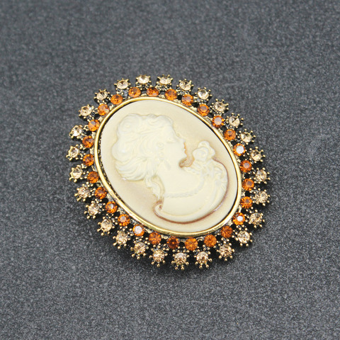 Broche de tête Vintage en cristal pour femmes, accessoires pour vêtements, Portrait de reine, camée, bijoux de mariée, cadeau ► Photo 1/6