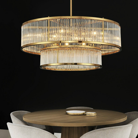 Salon luxe plaque or Led E14 Lustre américain RH pendentif LED Lustre Lustre Lustre éclairage goutte ► Photo 1/5