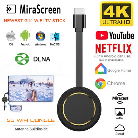 G14 Tv Stick Miracast 5G projecteur d'écran sans fil Wifi Mirascreen Hdmi Dongle Ezcast 4K pour Youtube Google Chromecast ► Photo 1/6