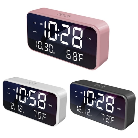 LED réveil numérique rétro-éclairage Snooze muet calendrier bureau Intelligent contrôle acoustique température fonction horloge ► Photo 1/5