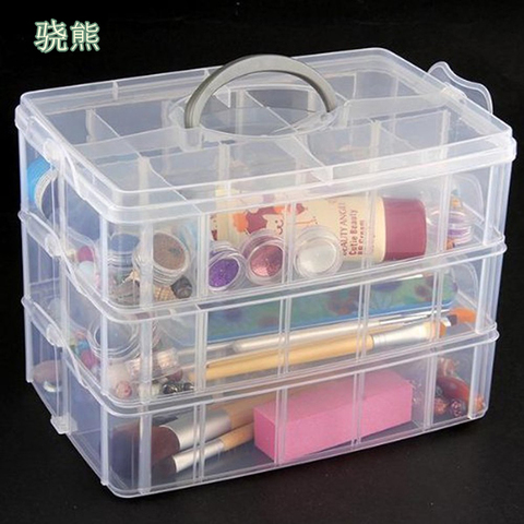 30 grilles en plastique transparent boîte de rangement pour jouets anneaux bijoux affichage trousse à maquillage à compartiments artisanat titulaire conteneur porta joias ► Photo 1/6