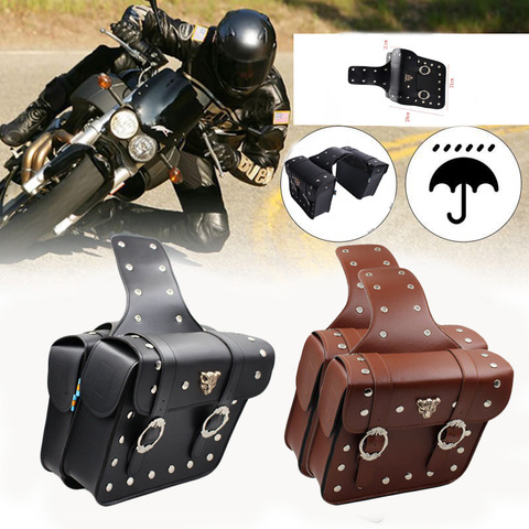 Sacs de selle gauche + droite de moto de grande capacité, sacs latéraux arrière de moto, outil de rangement pour Harley pour Honda ► Photo 1/6