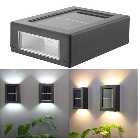 2 LED lampe solaire extérieure applique murale solaire vers le bas chemin escaliers jardin lampadaires décoratifs ► Photo 1/6