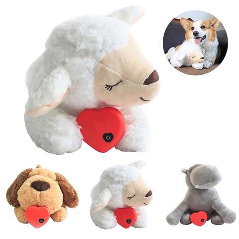 Chien en peluche jouet son chien jouet grinçant son aide à l'entraînement comportemental jouet coeur Beat apaisant peluche poupée sommeil pour chiens intelligents chats ► Photo 1/6