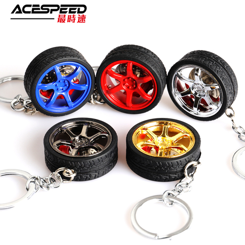 Roue de jante porte-clés roue de voiture Nos Turbo porte-clés porte-clés en métal avec disques de frein en aluminium porte-clés pour TE37 TOYOTA style ► Photo 1/6